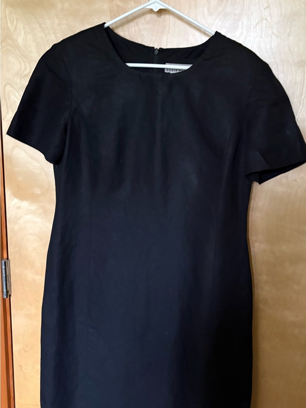AKA Eddie Bauer Vintage Luxury Classic Black Linen-Blend Shift Sleeve Dress
